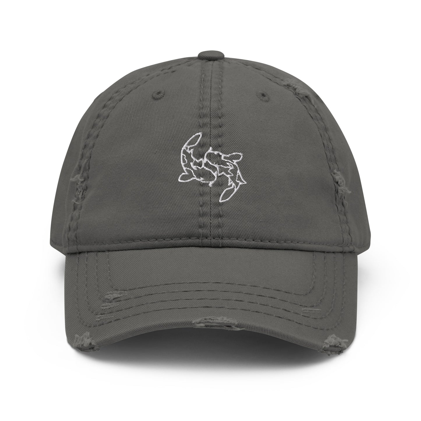 Minimal Koi fishes yin yang embroidered Embroiderry Moon Carp Spirit Oasis Distressed Dad Hat
