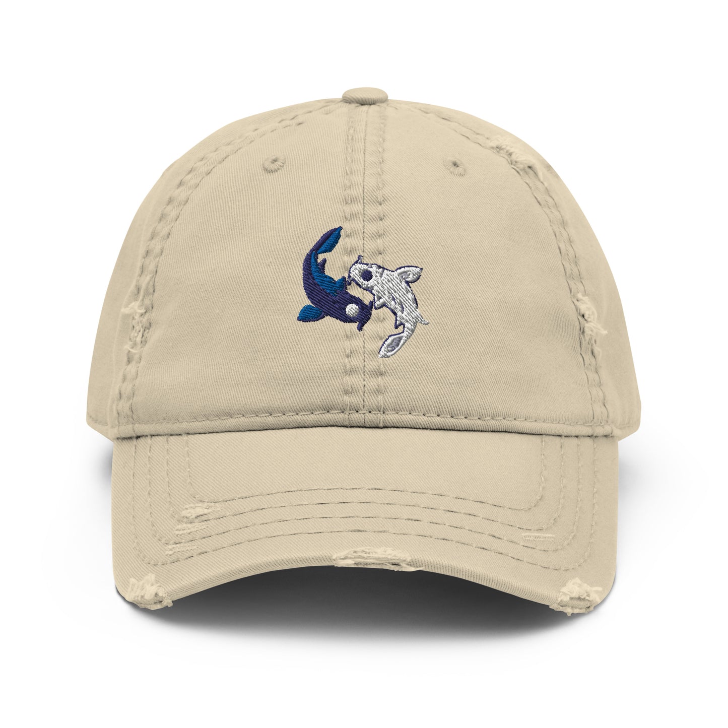Koi fishes yin yang embroidered Embroiderry Moon Spirit Oasis Distressed Dad Hat