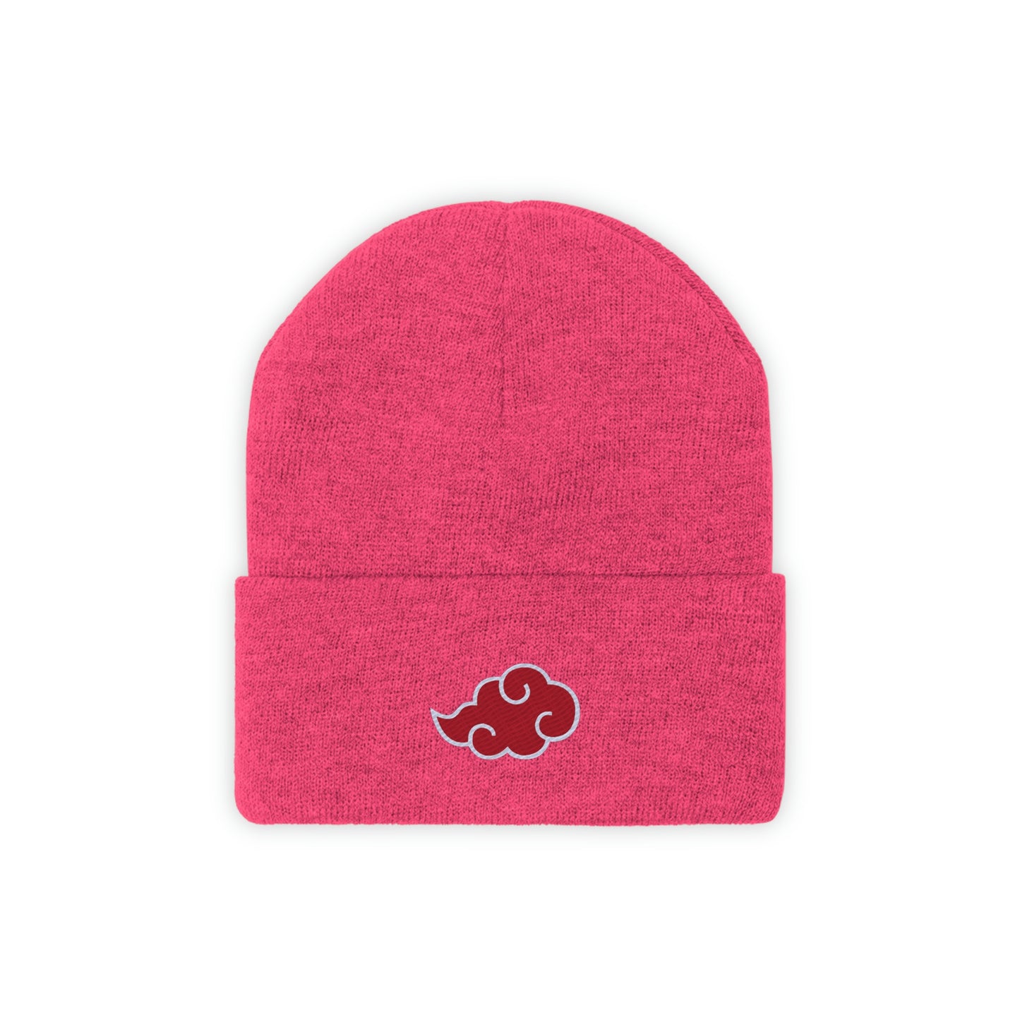 Anime Cloud Embroidered Beanie red white