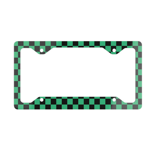 Demon Green Check Metal License Plate Frame