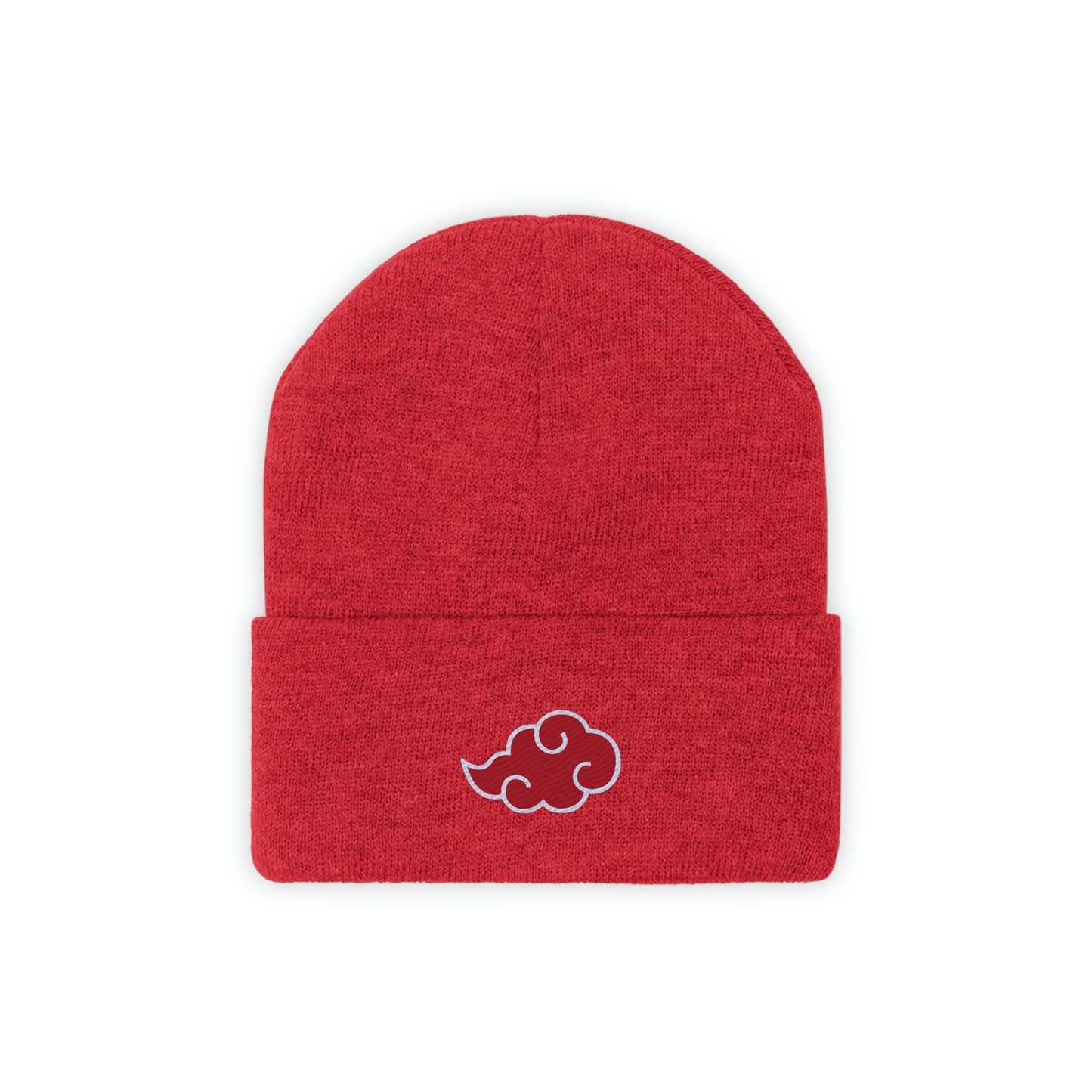 Anime Cloud Embroidered Beanie red white