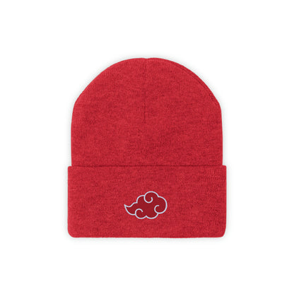Anime Cloud Embroidered Beanie red white