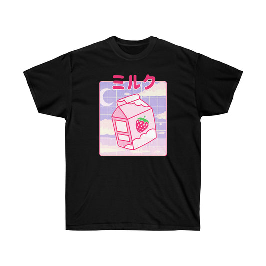 Kawaii milk t-shirt Japanese 90s Aesthetic t-shirt Kawaii Anime Strawberry Milk Shake shirt T-shirt for Japan lovers Cute gift anime fan