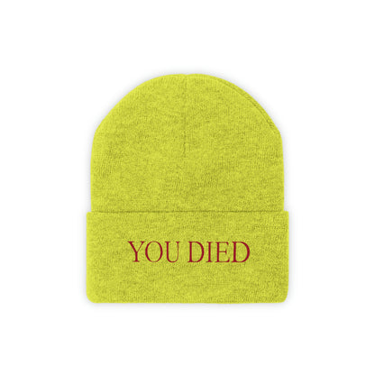 You died Embroidered Beanie Embroiderry