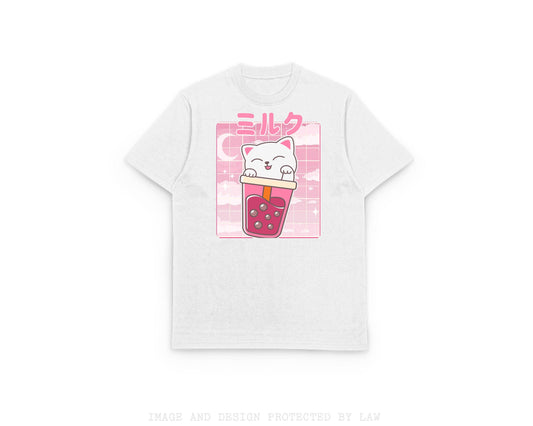 Kawaii Cat shirt Ramen Cute Chibi Kitten Japanese Yume Kawaii shirt Boba Tea Kawaii clothing T-shirt clothing pocket