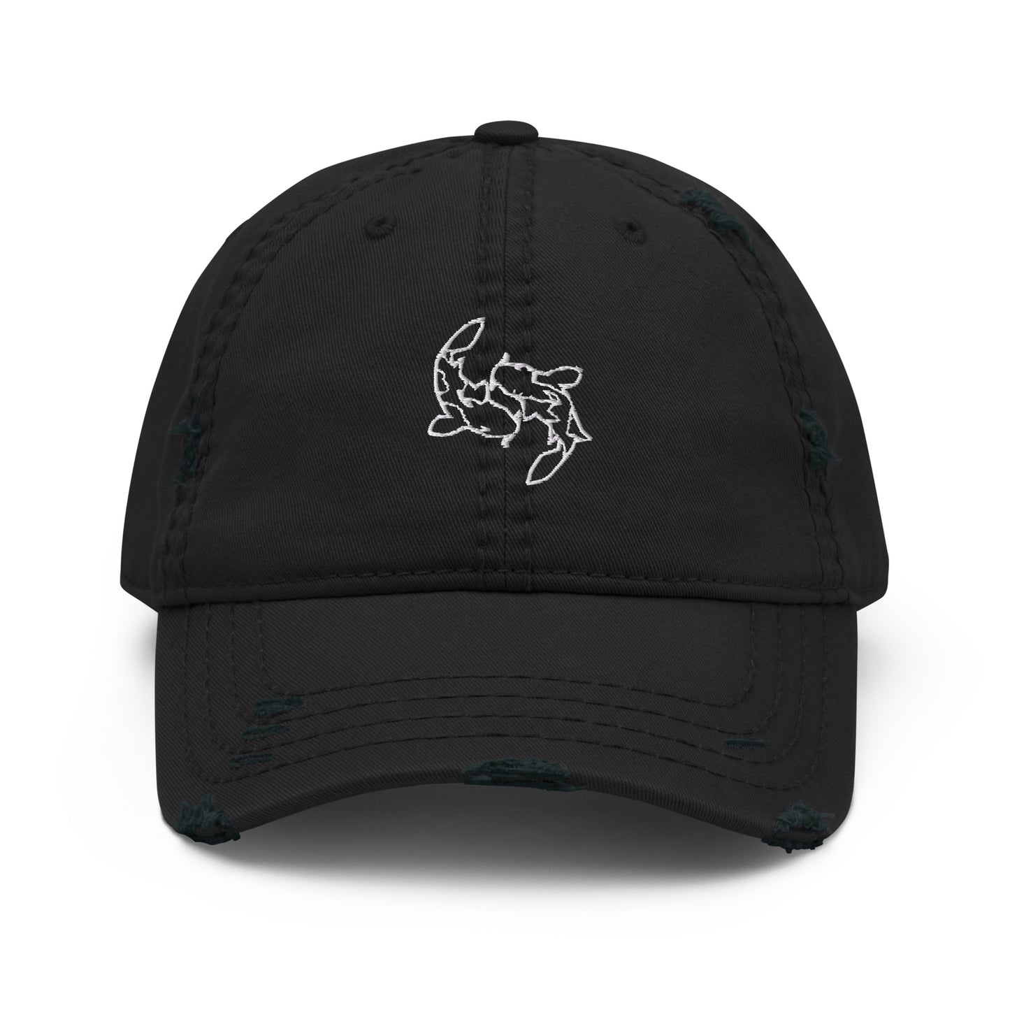 Minimal Koi fishes yin yang embroidered Embroiderry Moon Carp Spirit Oasis Distressed Dad Hat