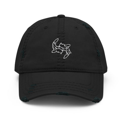 Minimal Koi fishes yin yang embroidered Embroiderry Moon Carp Spirit Oasis Distressed Dad Hat