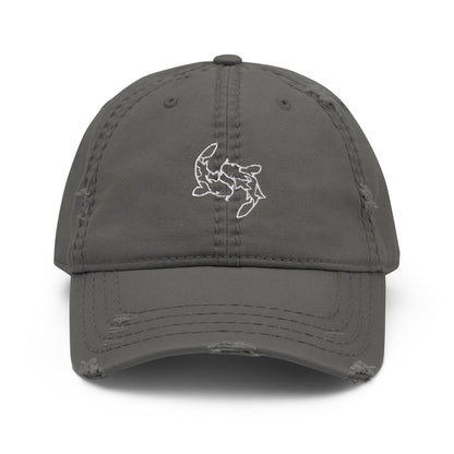Minimal Koi fishes yin yang embroidered Embroiderry Moon Carp Spirit Oasis Distressed Dad Hat