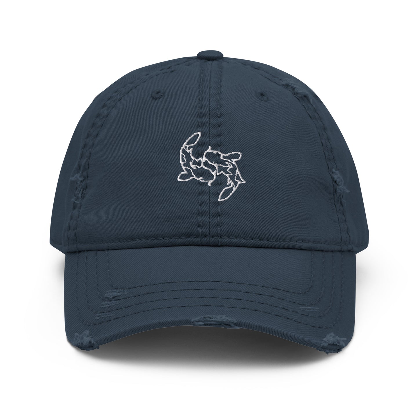 Minimal Koi fishes yin yang embroidered Embroiderry Moon Carp Spirit Oasis Distressed Dad Hat