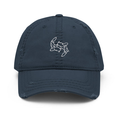 Minimal Koi fishes yin yang embroidered Embroiderry Moon Carp Spirit Oasis Distressed Dad Hat