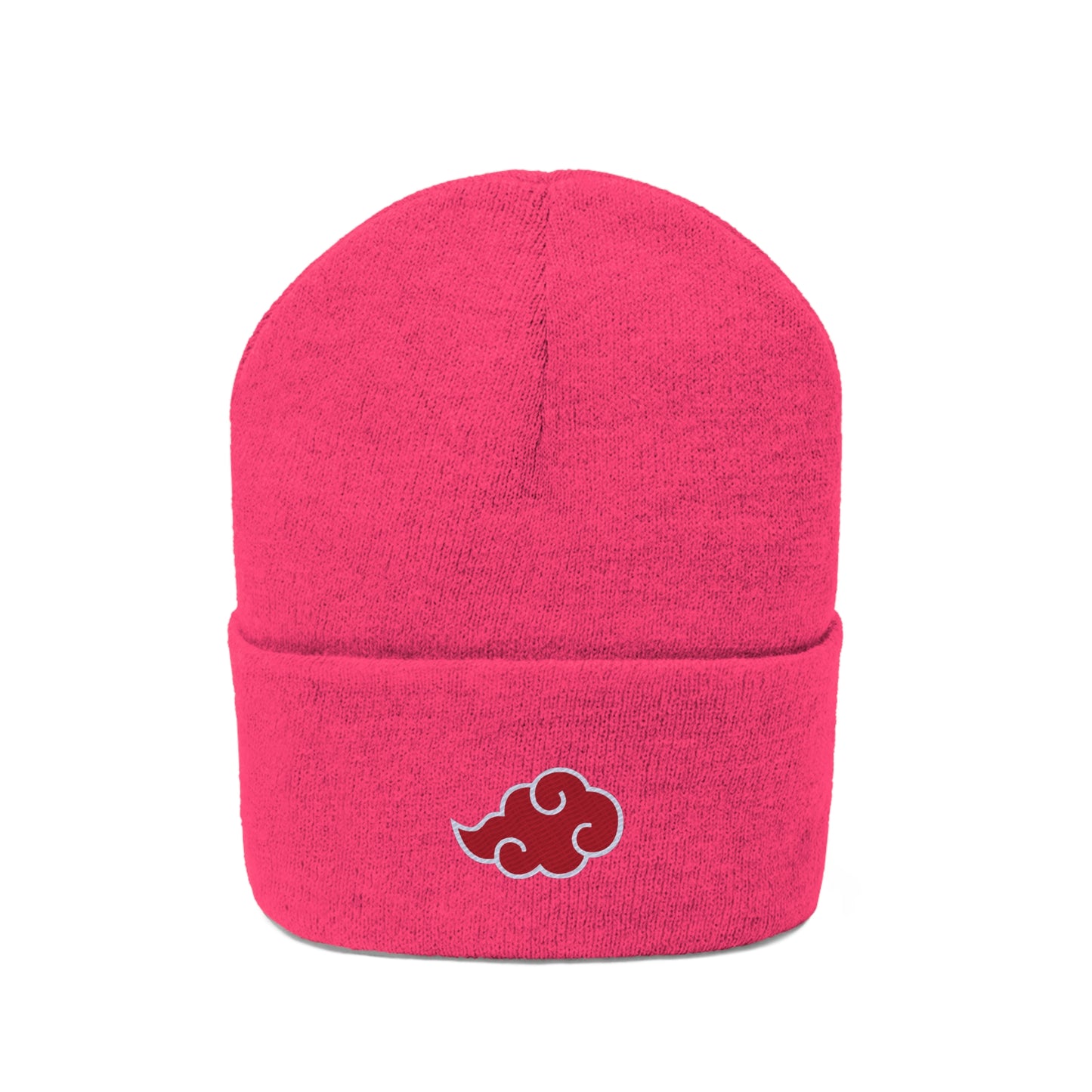 Anime Cloud Embroidered Beanie red white