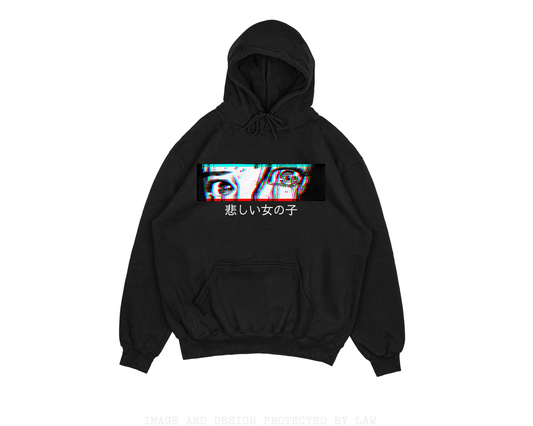 Sad anime girl eyes Hoodie retro Japanese Aesthetic Hoodie manga Unisex Hoodie