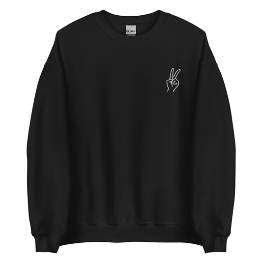 Embroidery Peace Hand Sweatshirt Anime Hooded Kpop Korean Love crew neck