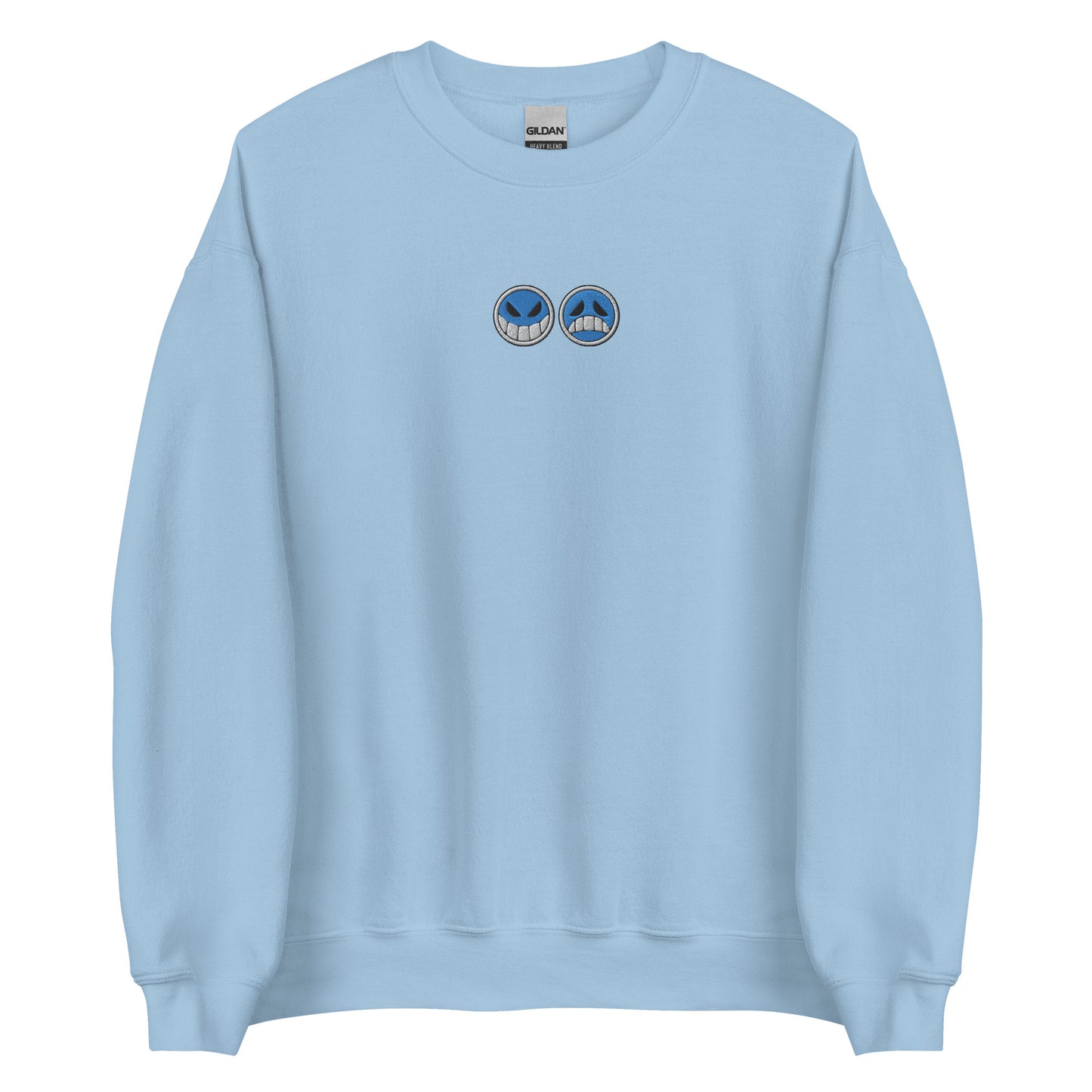 Aces hat embroidered sweatshirt Smiley face Sad face Anime crew neck
