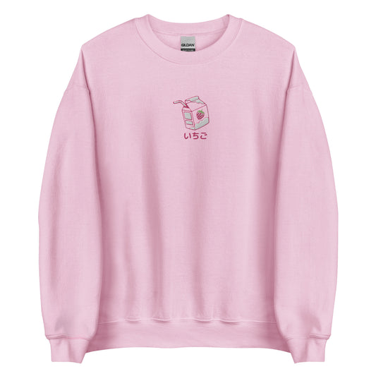Strawberry Milk Embroidered Sweatshirt kawaii crewneck harajuku yume twitch stream