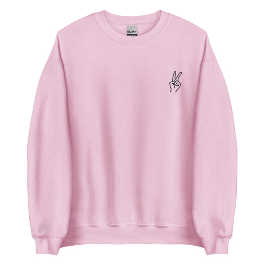 Embroidery Peace Sweatshirt Hand Anime Hooded Kpop Korean Love crew neck embroidered